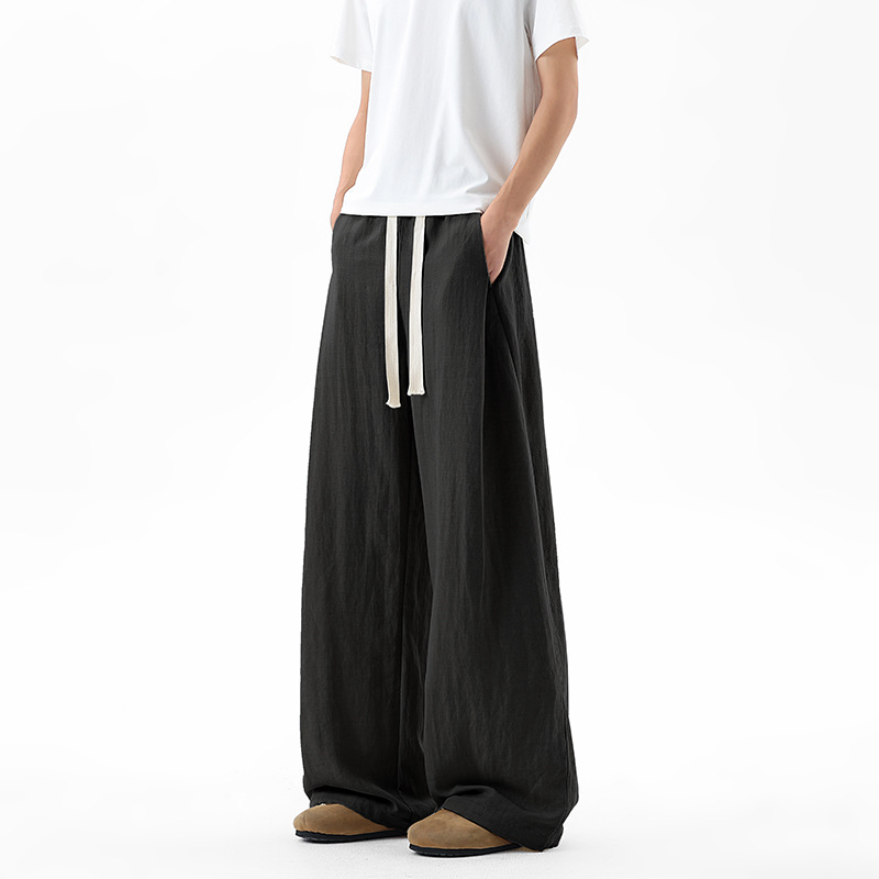 Pantalones de cimeta para hombres de verano delgados pantalones de lino para hombres 2026 nuevos pantalones casuales recto para hombres pantalones largos de piernas anchas