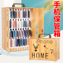 带锁手机收纳盒存放柜子办公室员工学生桌面多格手机保管箱置琴萱
