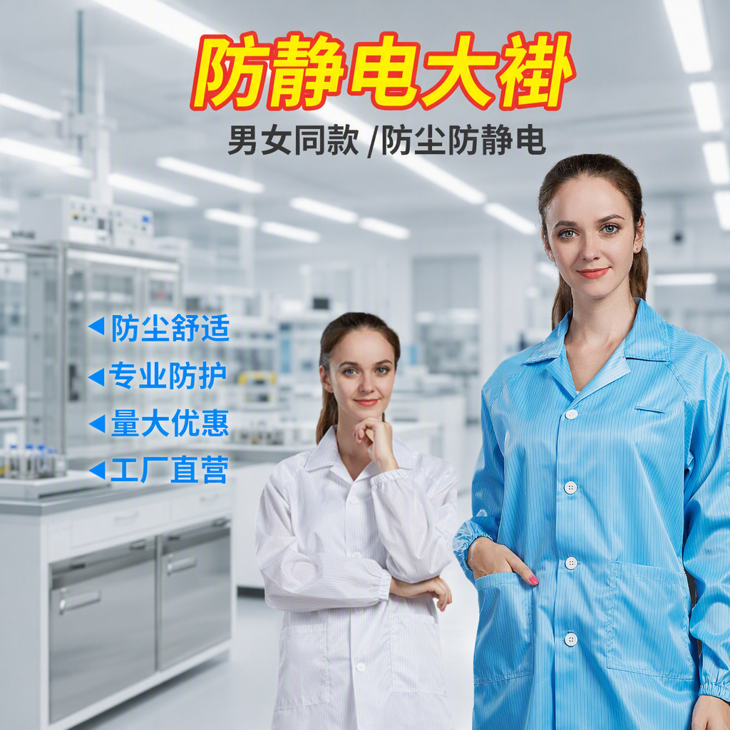 Anti-static clothing Clean Cleanse workshop Bluish white coverall Coat Long sleeve Anti-static protect Food manufacturer Dedicated