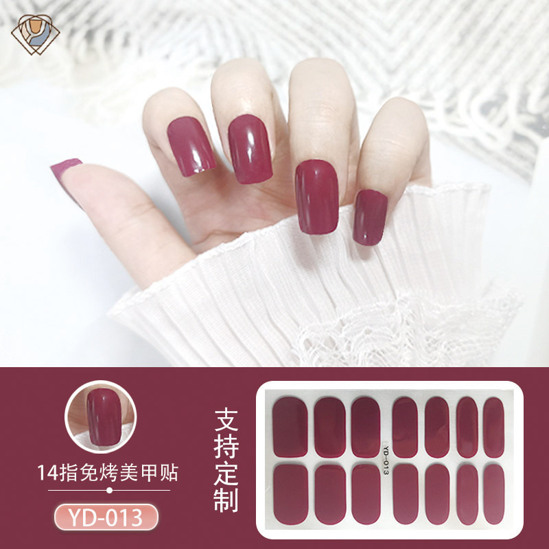 El nuevo parche de uñas en polvo de cebolla de color sólido de Idi 14 pegatinas de uñas pegatinas impermeables duraderas sin sellar fábrica al por mayor