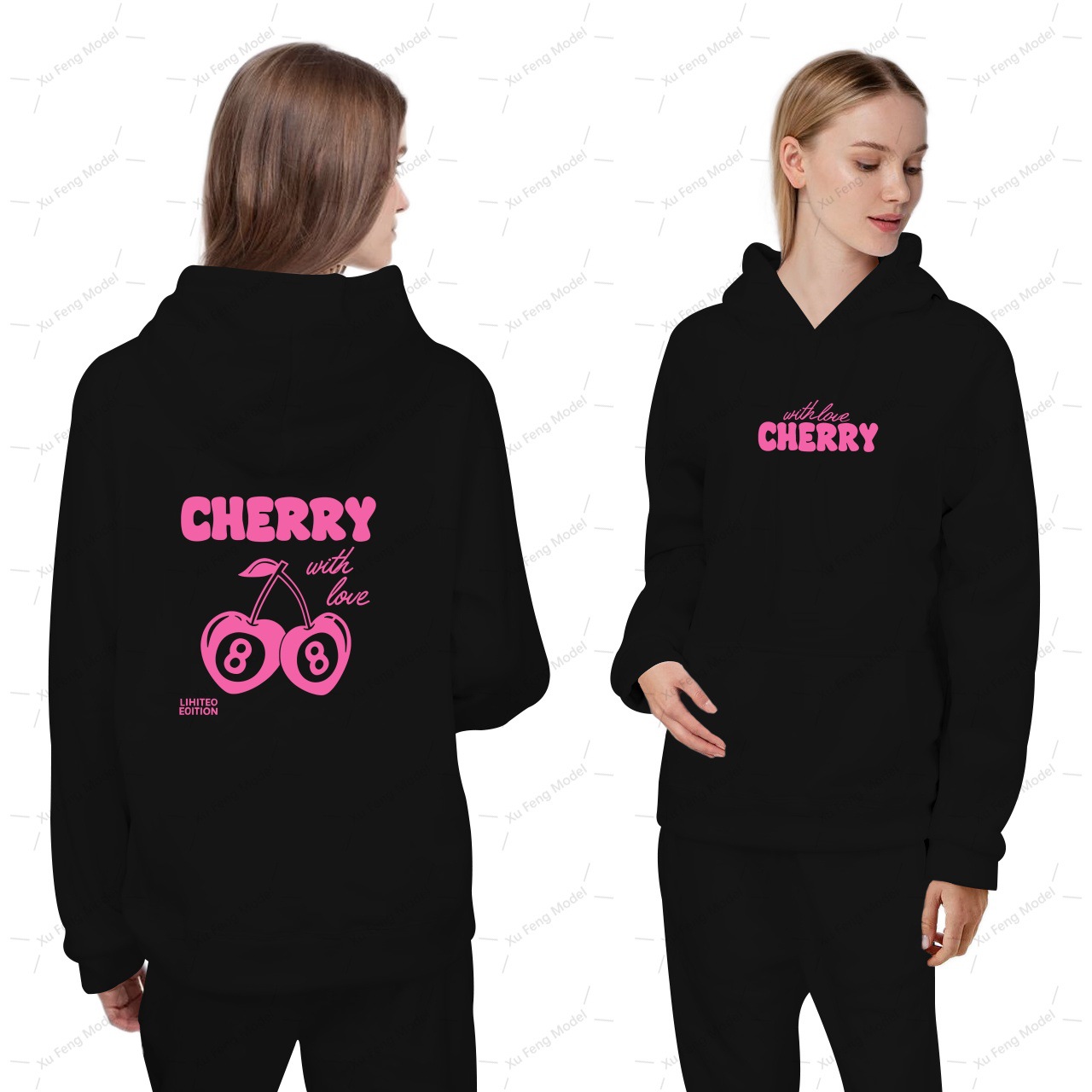 2025 Cross-Border New European and American Women's Fleece Hooded Sweatshirt No. 8 Spring, Autumn and Winter Sweatshirt Fleece-Lined Casual Sweatshirt