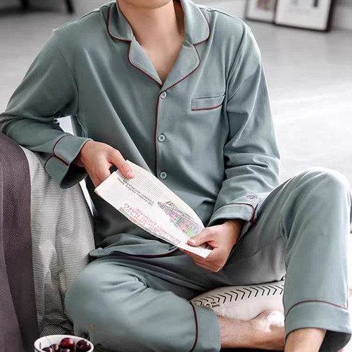 2025 Sleepwear Men's High-Value Long Sleeve Long Pants Plus Size Youth Student Homewear Suit