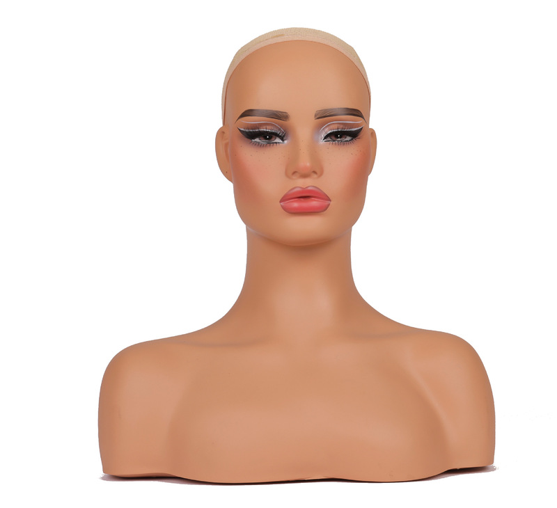 Pvc両肩の頭型クロスボーダー専用かつらモデルの女性シミュレーション半身モデルの頭mannequin展示|undefined