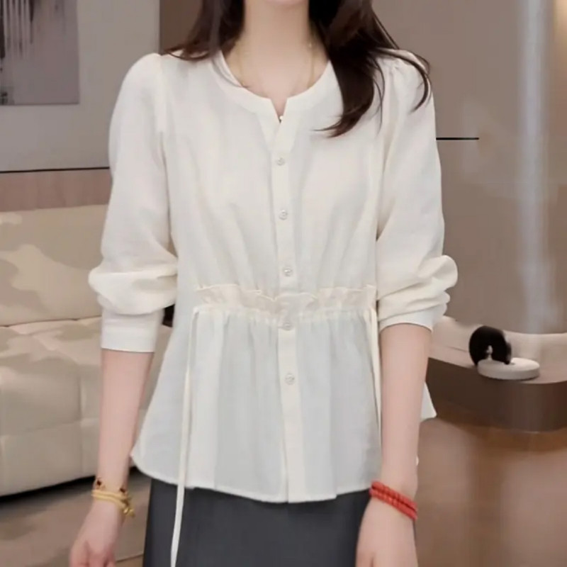 Plus-Size Stylish Waist-Cinching Long-Sleeve Shirt for Women, 2026 New Spring Model, Slimming and Tummy-Concealing Blouse for Curvy Women Plus-Size Stylish Waist-Cinching Long-Sleeve Shirt for Women, 2026 New Spring Model, Slimming and Tummy-Concealing Blouse for Curvy Women