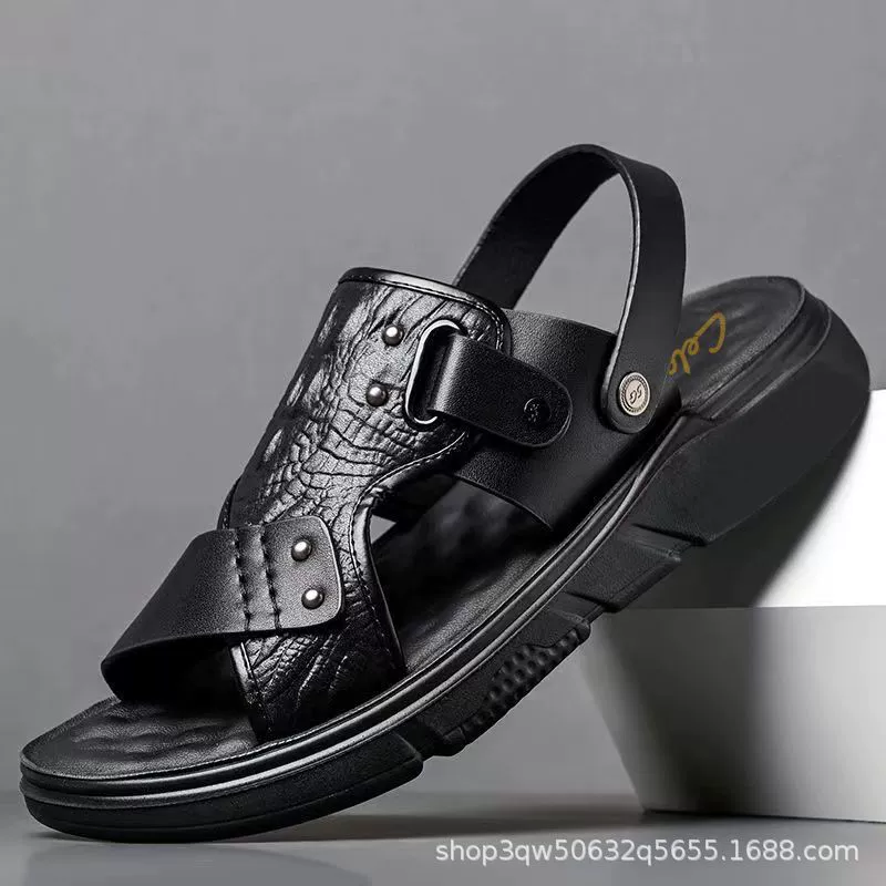 Мужские сандалии, мужская пляжная обувь, Нескользящие, водонепроницаемые, износостойкие уличные тапочки, мужские удобные тапочки из искусственной кожи двойного назначения, мужские