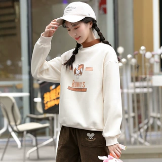 21520初中学生加绒卫衣秋冬季少女大童冬装半高领加厚内搭卡通