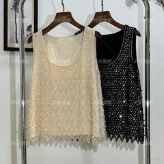 Fashionable Yani Pearl Sparkling Slim-fitting Outerwear Vest Women's Versatile Sequined Beaded Suspender Top