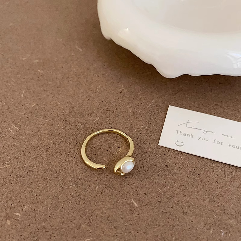 Anello vintage in stile francese retrò con perla d'acqua dolce per donna, lusso leggero, elegante, alla moda, semplice, squisito e versatile._voghion.com
