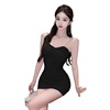 Chain decorated mesh suspender candy colored buttocks wrapped dress