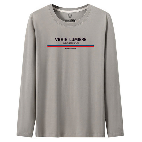 Men's long-sleeve T-shirt, round neck, solid color, slim fit, suitable for middle-aged and young adults, sports top for spring and autumn, simple large size T-shirt