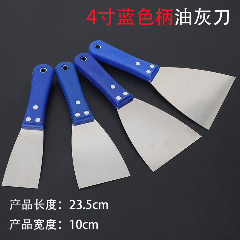Cuchillo de cenizas de aceite de acero inoxidable al por mayor, mango de madera de dos colores, espátula multifuncional, espátula de limpieza de decoración de percusión gruesa