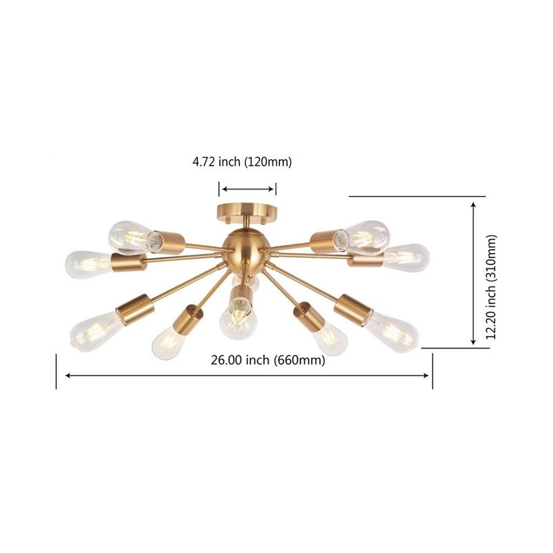 10 헤드 구리 자연 색상 천장 램프