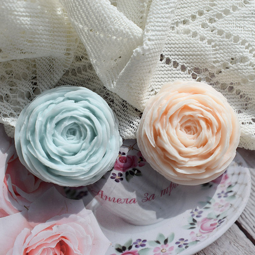 Buttercup and peony flower scented candle silicone mold diy fondant diffuser plaster drip decoration chocolate cake