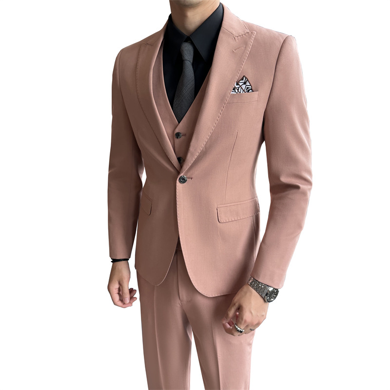 Modern geschnittener Herrenanzug | 3-teiliger Business-Anzug (Blazer, Weste & Hose) | Für Hochzeiten, Bräutigame und festliche Anlässe | Knitterarmer Stoff_voghion.com
