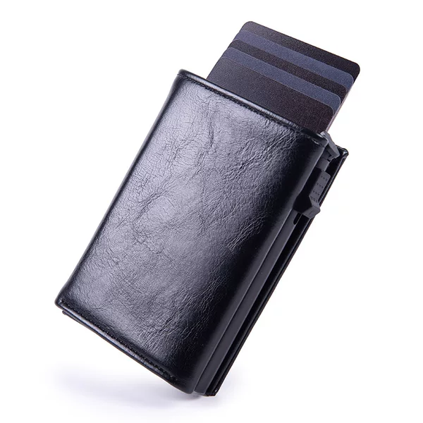 Wholesale Aliexpress Amazon Tracker Aluminum Alloy Card Box Anti-Theft Automatic Card Ejector Metal Card Box