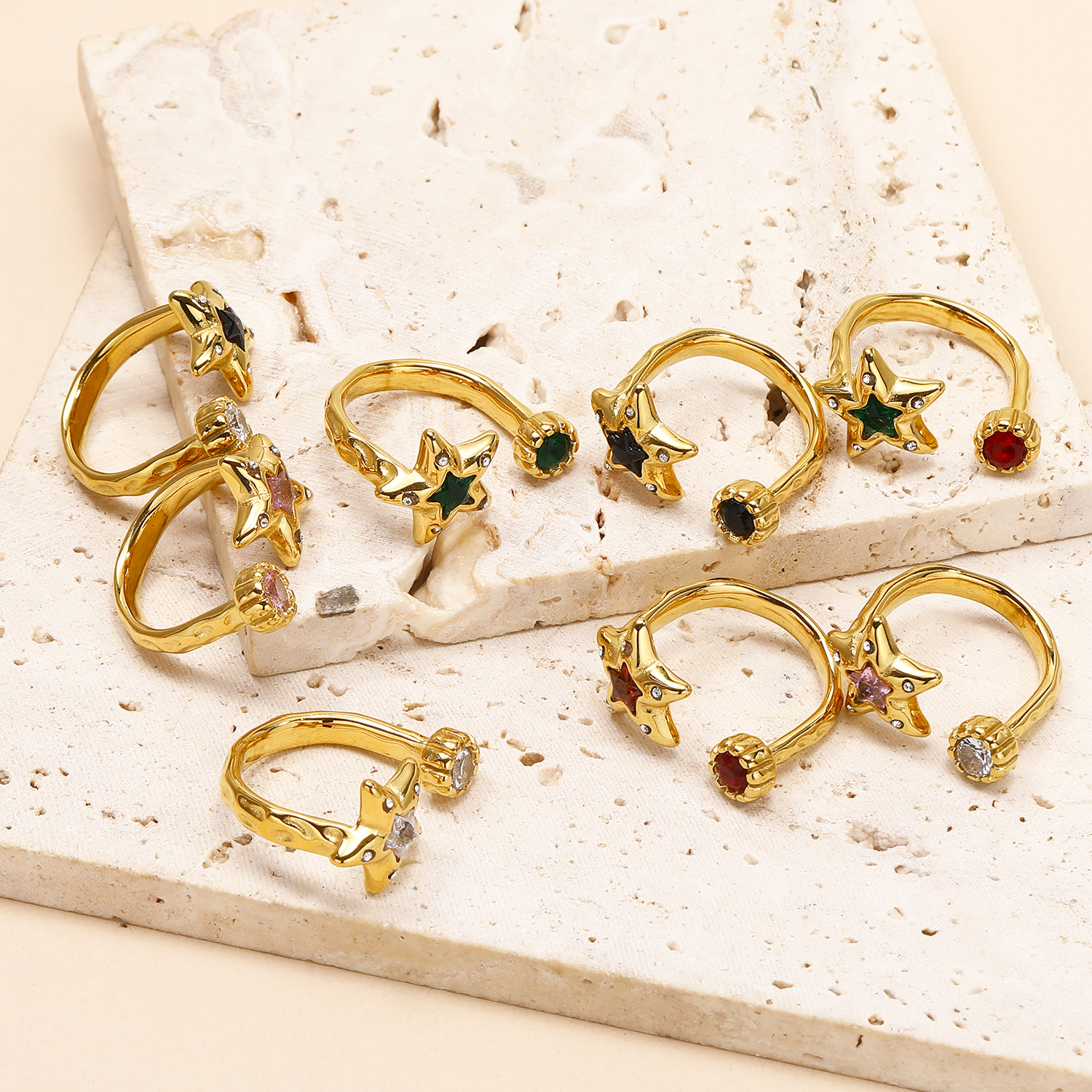 12g Weight Real Gold Plated Plating Material Open Rings Classification One Size Ring Size 1 Piece Quantity Daily Occasion 304 Stainless Steel Material Star Pattern Women's Gender Simple Style Style Waterproof Non Tarnish Craft Real Gold Plated Star 304 Stainless Steel Simple Style Waterproof Non Tarnish Open Rings 1