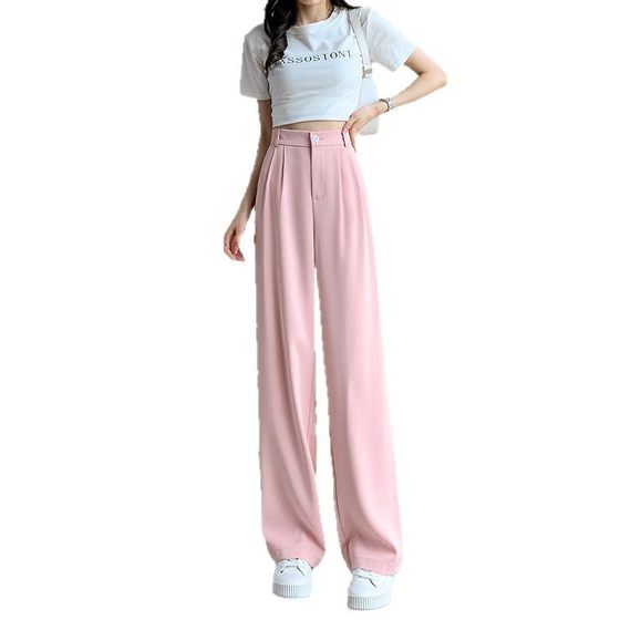 New Wide Leg Pants for Children Spring and Summer High-end High Waist Dosing Black Straight Loose Casual Slim Suit Pants