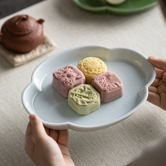 新中式陶瓷復古輕奢水果盤茶點盤壺承干泡盤結婚婚慶托盤乾果盤