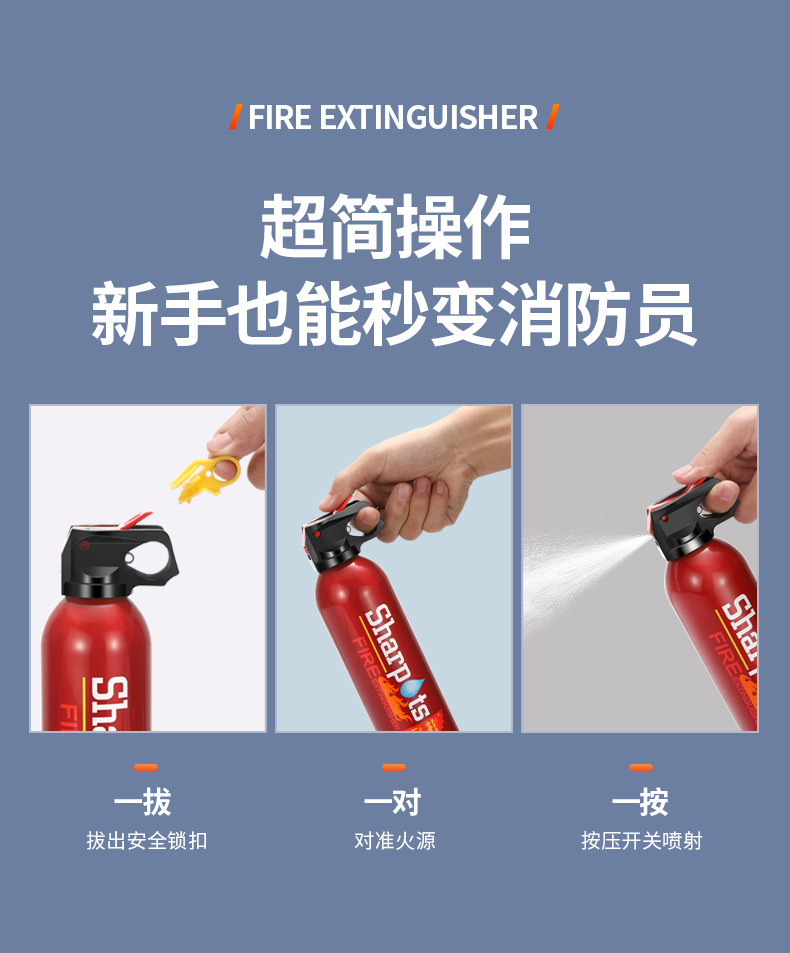Flashfire Car-Mounted Fire Extinguisher, High Temperature Resistant and Explosion-Proof, 21B Water-Based, for Private Cars and Home Use, 3C Certified, Portable 13B