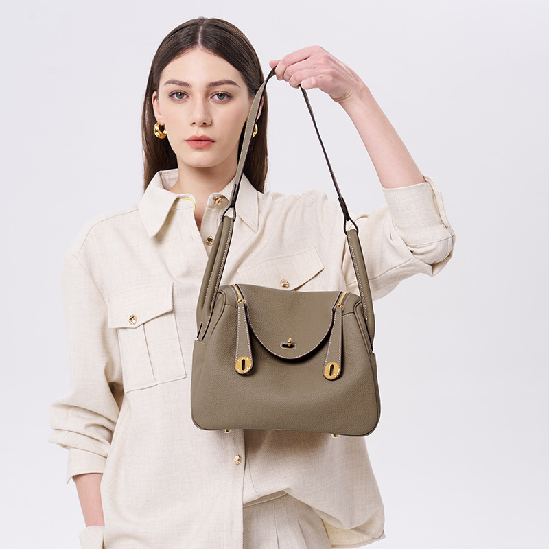 togo头层牛皮琳迪腋下包真皮枕头单肩包女士通勤百搭时尚斜挎包包 - Thumbnail 3