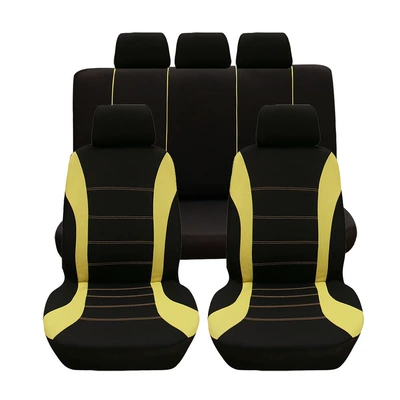 Universal Five-Seater and Seven-Seater – Seat cushion, seat cover - yellow-and-black-9-piece-set