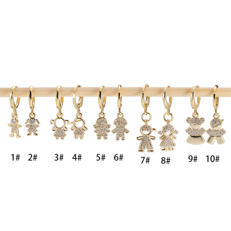 Fashion Doll Copper Inlay Zircon Earrings 1 Piece