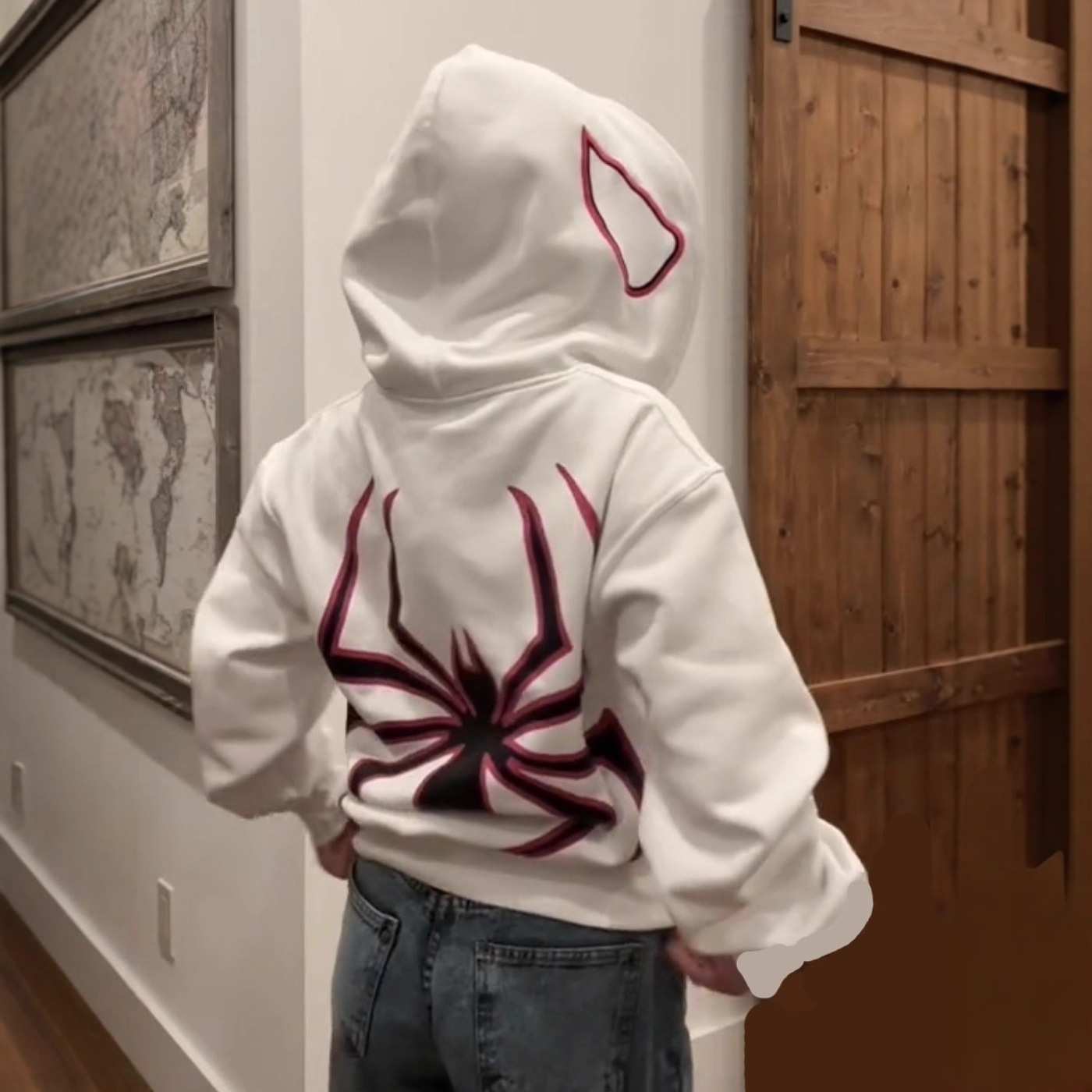 2023 sudadera oscura europea y americana Sudadera con capucha de hombres y mujeres pareja gótica Harajuku suéter de cremallera de impresión de araña de gran tamaño