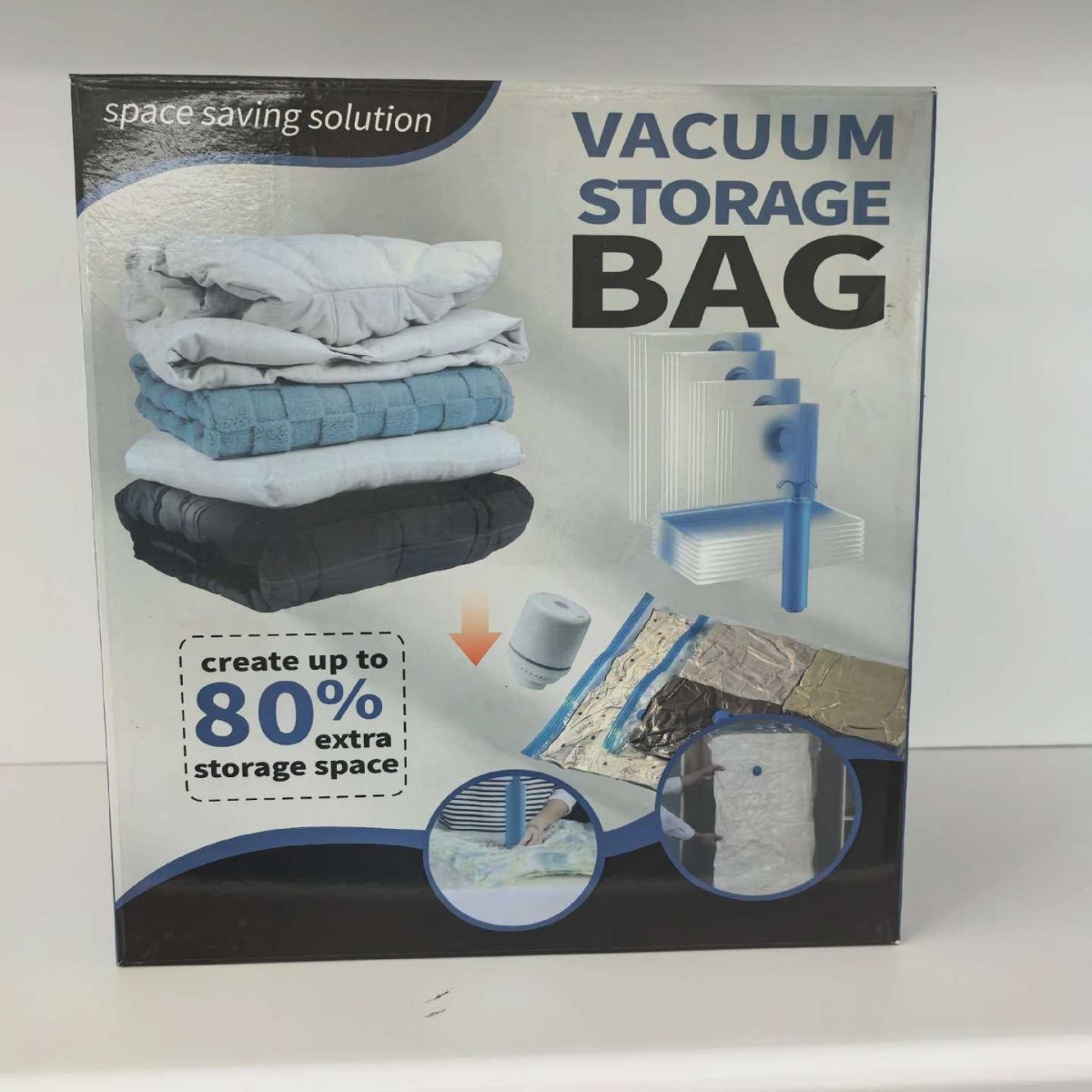 Bolsa de compresión al vacío con borde azul para guardar edredones, ropa y mantas, con cierre hermético a prueba de humedad, venta al por mayor.