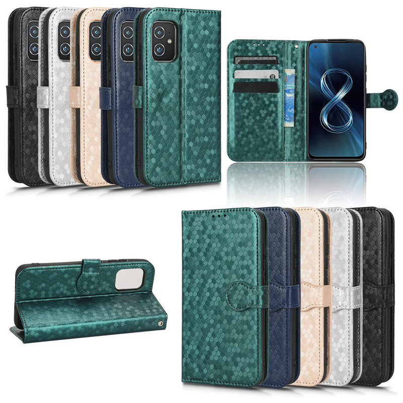 Applicable to Asus ZenFone 8 polka dot pattern phone case ZS590KS protective case flip case lanyard leather case