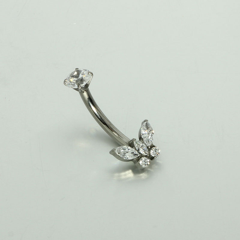 G23 Titanium Navel Ring Butterfly-Shaped Belly Button Ring 14G Internal Thread Curved Barbell detail image 7