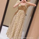 Spring and Summer 2025 New DO French Entry Luxury Yellow Printed Cotton Small Floral Pastoral Waist Tight Vacation dress
