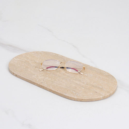 Nordic light luxury natural marble rectangular tray home dressing table bathroom cosmetics jewelry storage tray