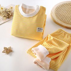 兒童加絨內衣套裝秋冬新款加厚保暖秋衣秋褲中小男女打底家居套裝