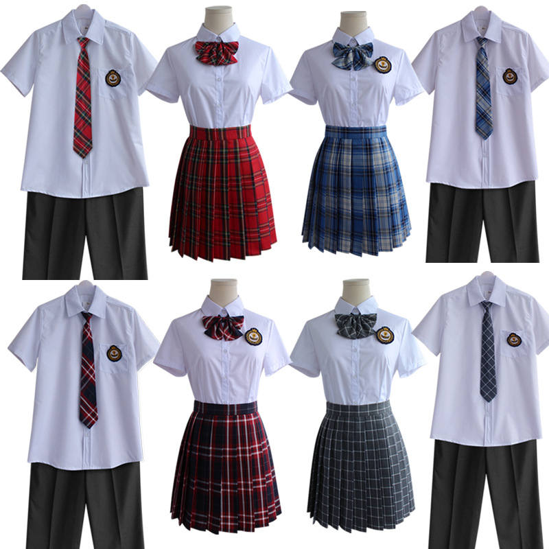jk uniform dk student class uniform boys and girls school uniform college style Junior High School short sleeve spring and summer performance clothes graduation photo