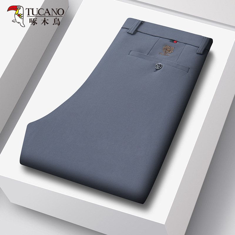 TUCANO/woodpecker spring and autumn new men's casual pants ice silk thin light business high-end straight trousers