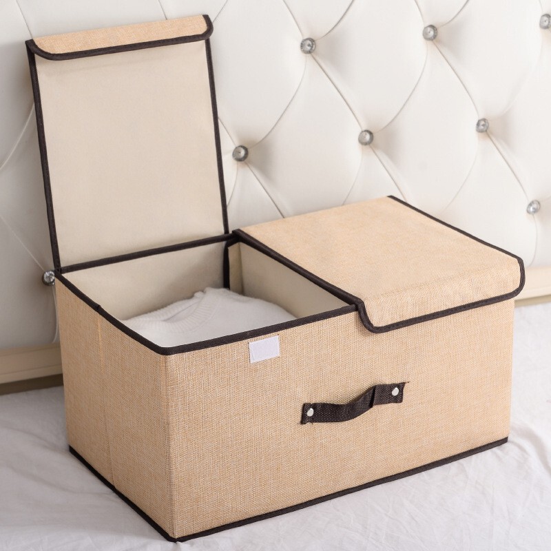 Double-Lid Cotton and Linen Clothing Storage Box, Drawer-Style Clothes Organizer, Household Storage Basket for Organizing Underwear, Panties, and Socks Double-Lid Cotton and Linen Clothing Storage Box, Drawer-Style Clothes Organizer, Household Storage Basket for Organizing Underwear, Panties, and Socks