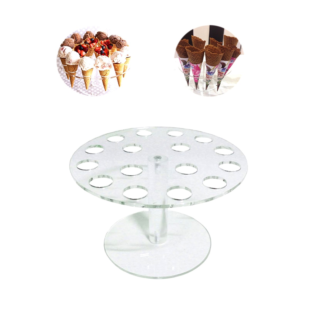 16-hole transparent acrylic ice cream cone stand popcorn display stand