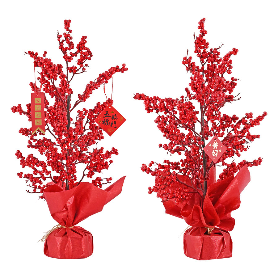 Festival de Primavera de Víspera de Año Nuevo flor artificial fortuna árbol olla Año Nuevo hogar sala de estar decoraciones festivas accesorios de tiro de la boda