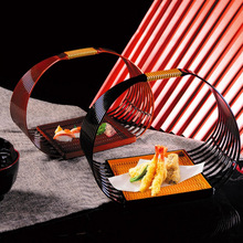 双剑手提盛器创意美观适合放刺身 天妇罗等各类小吃 有把手方便提