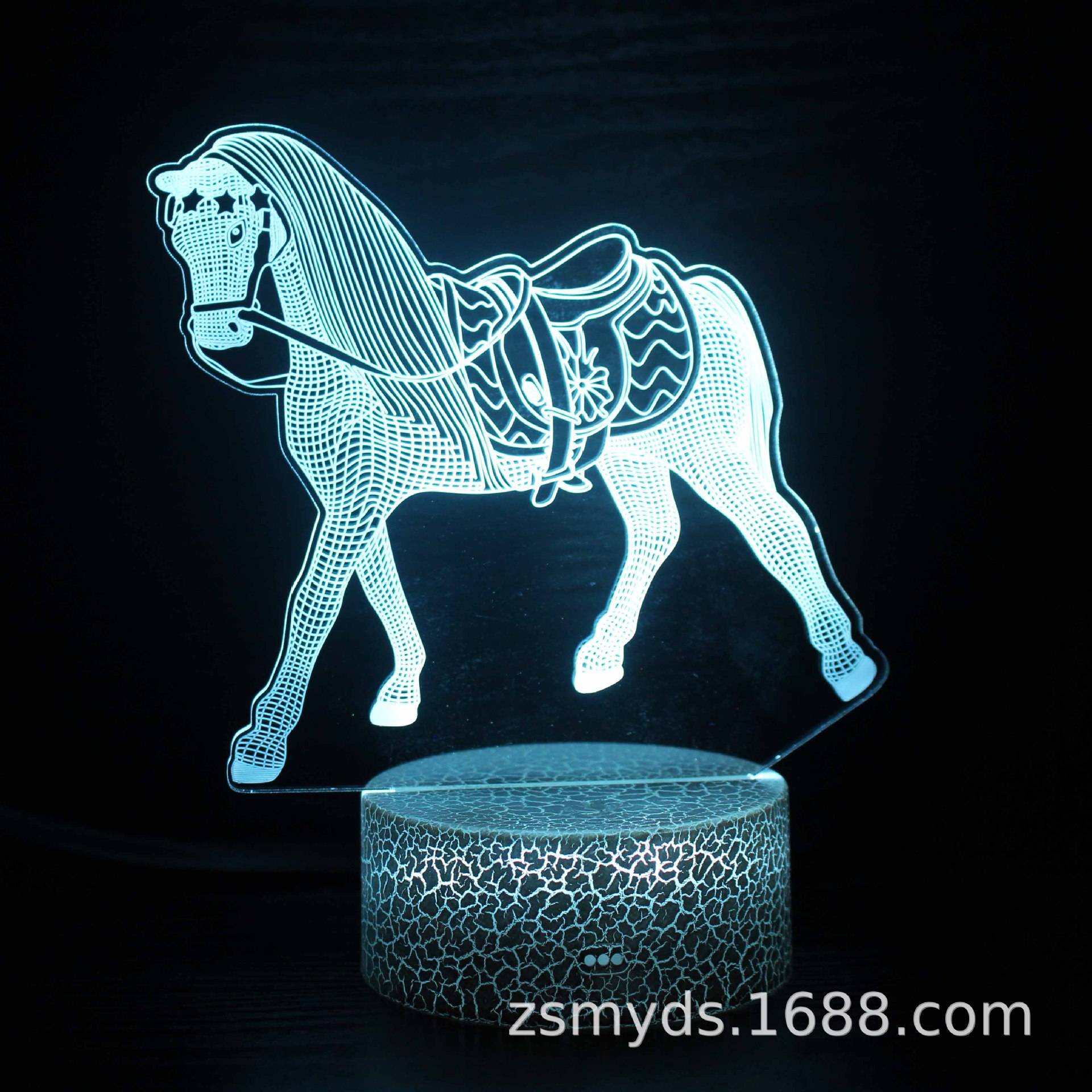 Cruz-frontera dedicado serie de caballos 3D lámpara de modelado de luz nocturna LED lámpara de ilusión estéreo visual lámpara de mesa de noche USB