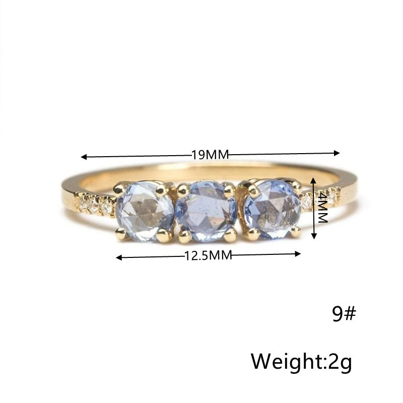 18k Fashion Light Blue Inlaid Zircon Copper Ring Wholesale Nihaojewelry display picture 4