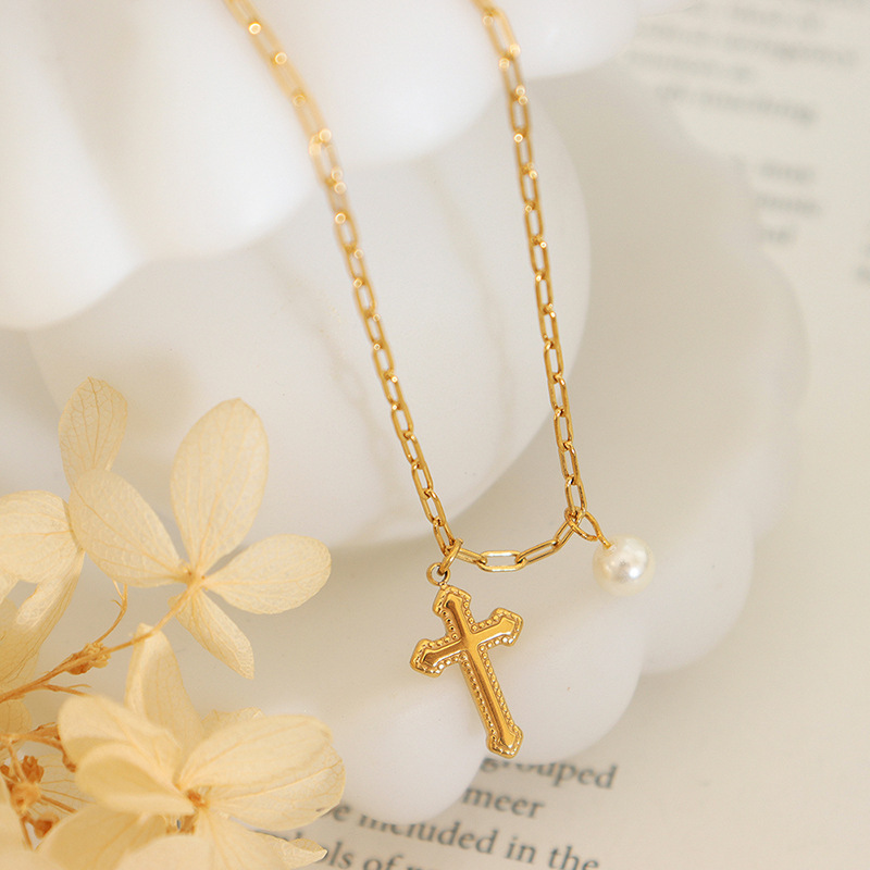 Ins Cold Internet Celebrity Sweet Small Fresh Girl's Super Sweet Elegant Cross Imitation Pearl anklet Jewelry Jewelry Ins Cold Internet Celebrity Sweet Small Fresh Girl's Super Sweet Elegant Cross Imitation Pearl anklet Jewelry Jewelry