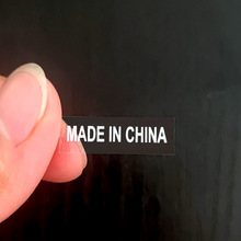 厂家现货 长方形透明白字MADE IN CHINA 中国制造PVC不干胶标贴