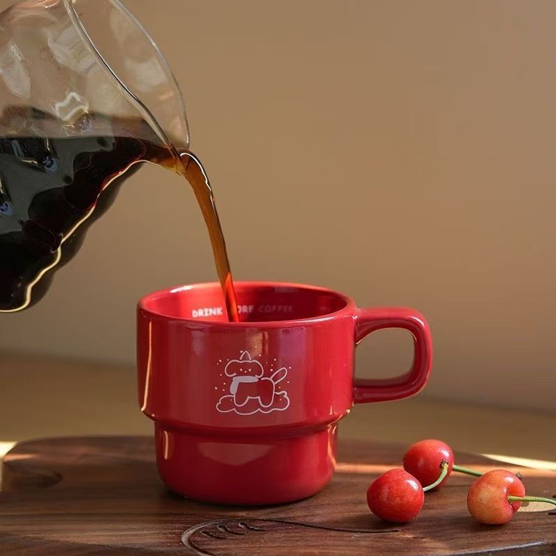 ins马克杯风高情侣颜值水杯牛奶可爱陶瓷咖啡杯小狗杯子叠叠卡通|undefined