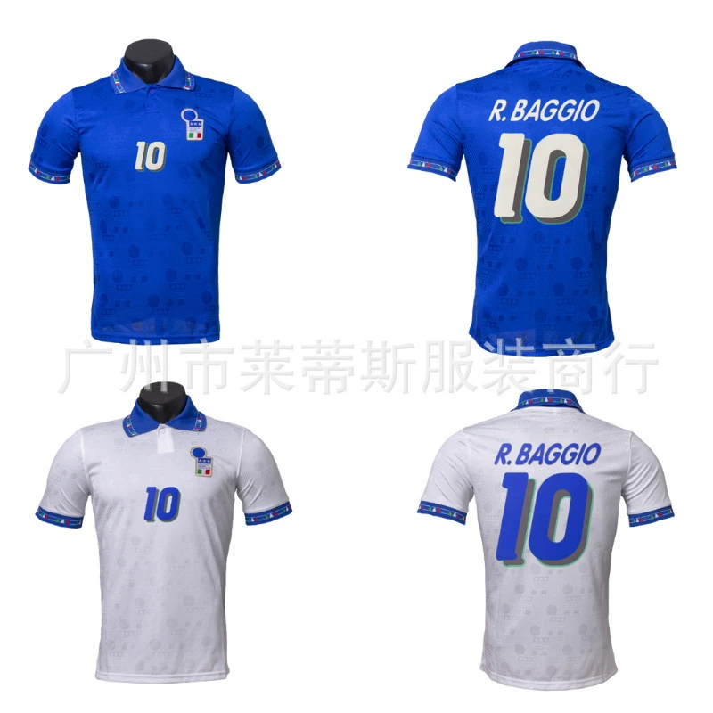 1994 Италия Home Away Ретро Джерси No.10 Baggio Тайское издание Джерси с короткими рукавами Футбол Джерси