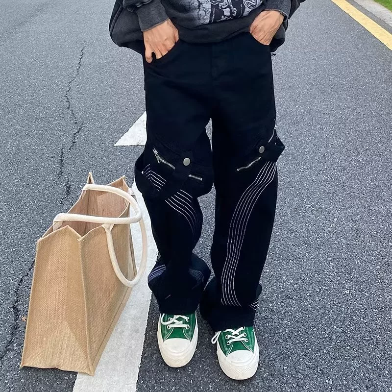 Мужские джинсы 2022 новый хип-хоп тренд свободные прямые американские брюки мужские широкие папы брюки