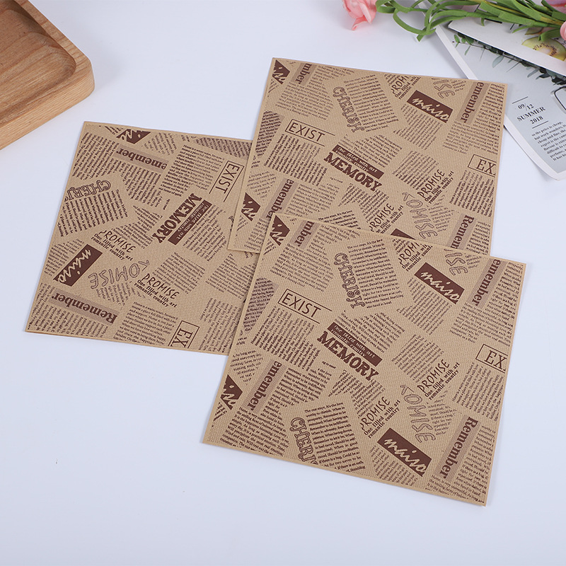 现货复古英文报纸防油纸批发餐盘垫纸小吃防油纸炸鸡薯条吸油纸