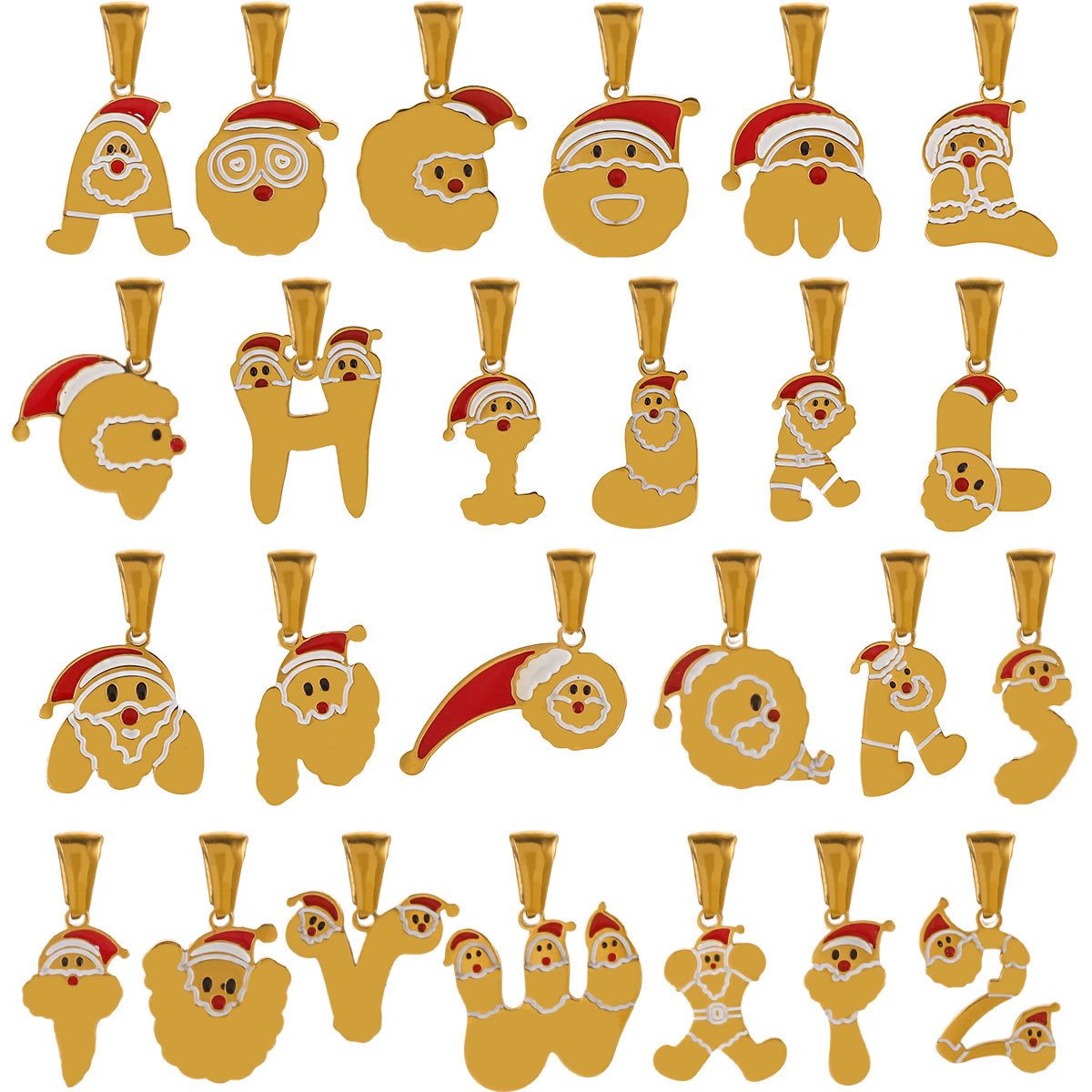 Acero inoxidable Navidad 18K titanio acero letras personalidad Santa adorable moda moda moda DIY joyas colgantes