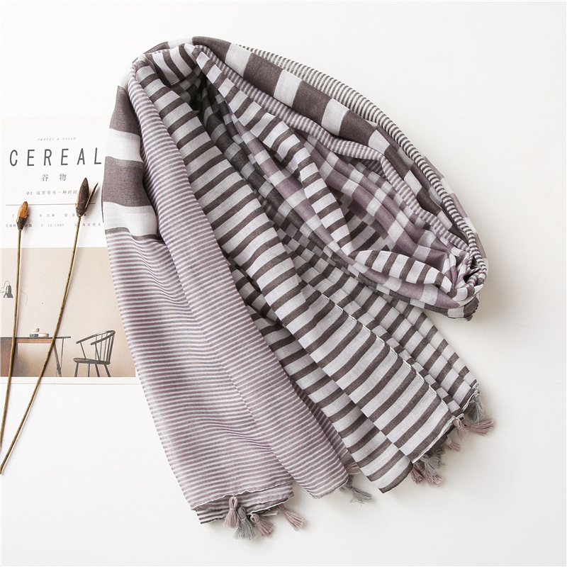 Korean Fashion Shawl New Style Striped Color Matching Scarf display picture 8