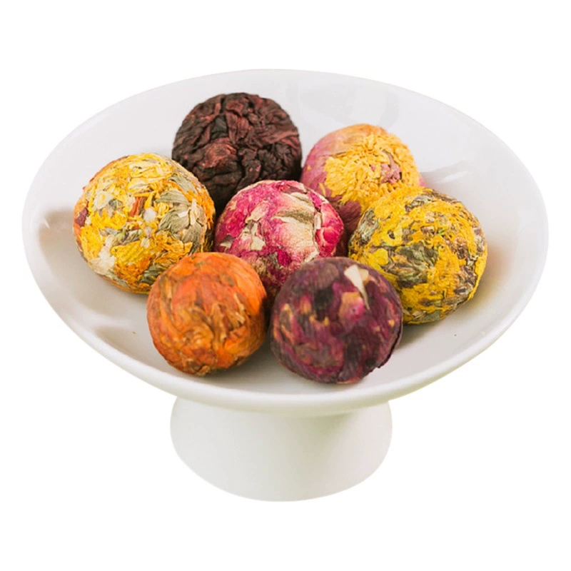 Чайные листья из хризантем и лилий Юньнани, целые цветочные шарики в форме драконьего шара, более тридцать видов цветочных шариков ручной работы.